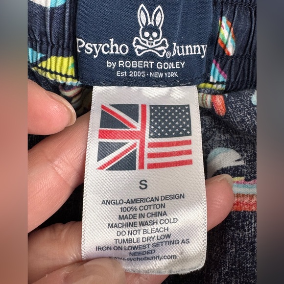 PSYCHO BUNNY by Robert‎ Godley Men Pajama Pant Navy Neon Rabbit Small Pullon - Picture 2 of 9